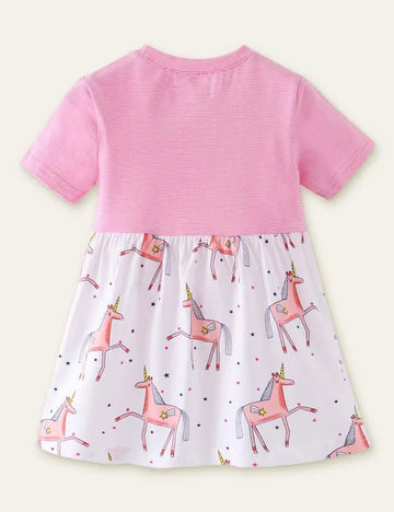 Unicorn Printed Striped Dress - Mini Taylor